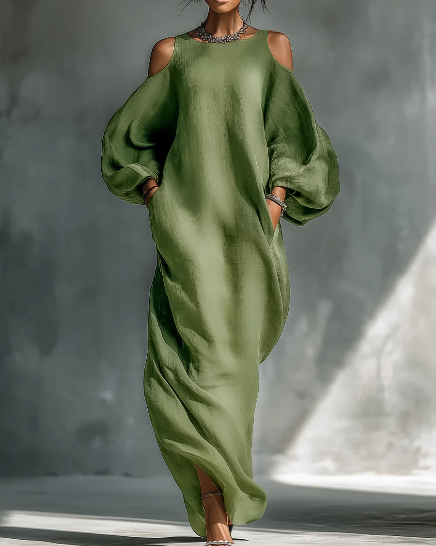 Anika | Green Off-Shoulder Maxi Dress