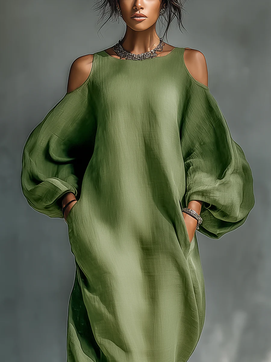 Anika | Green Off-Shoulder Maxi Dress
