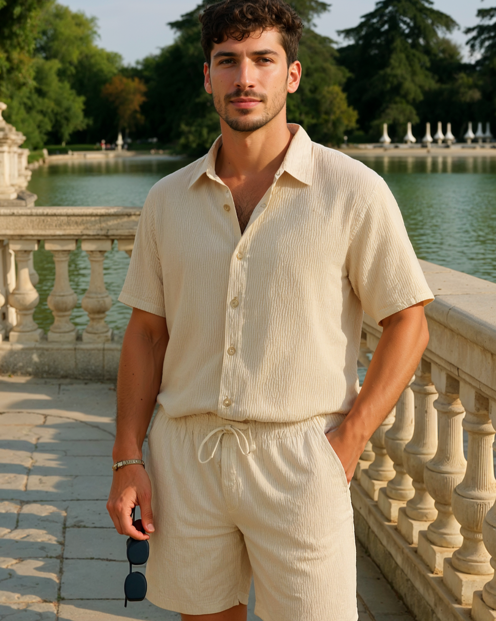 Men’s Two-Piece Summer Set – Breezy Rib Design & Relaxed Fit