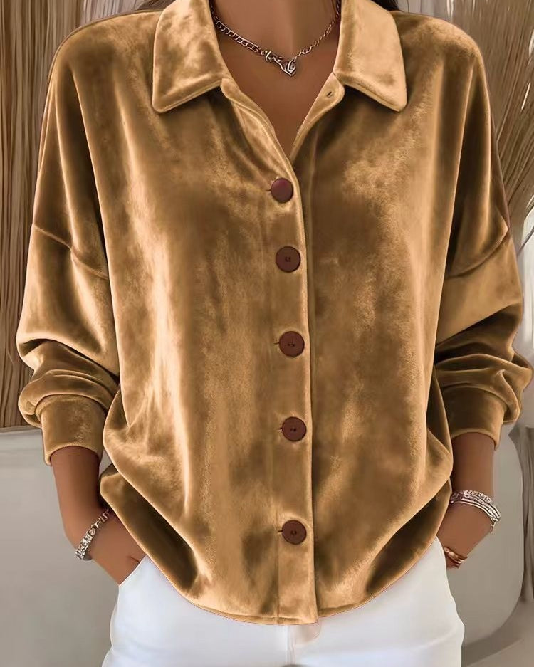 Women's Oversized Shirt with Buttons and Long Sleeves