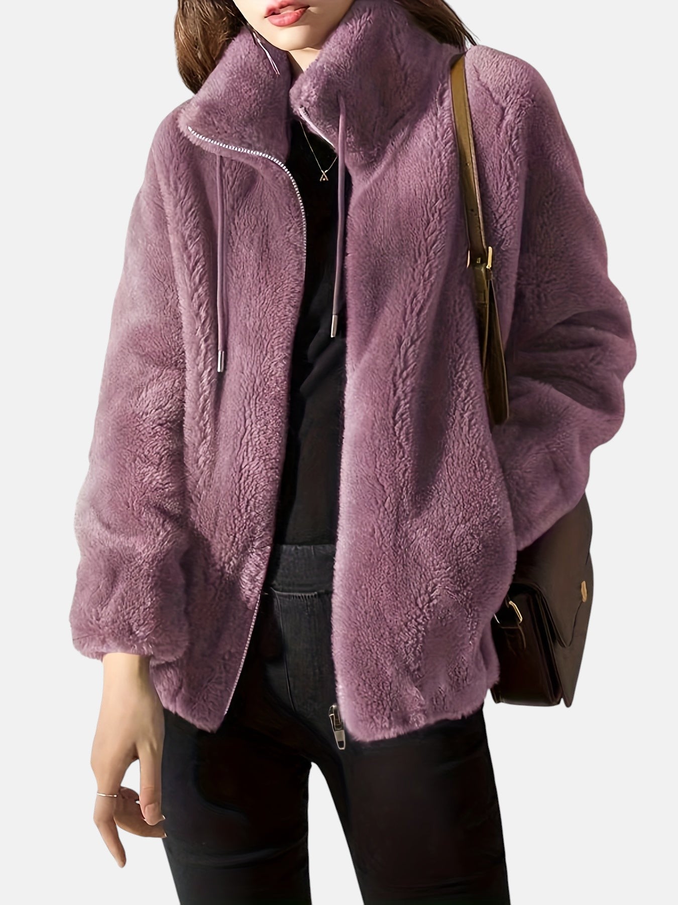 Women's jacket with soft finish and high collar
