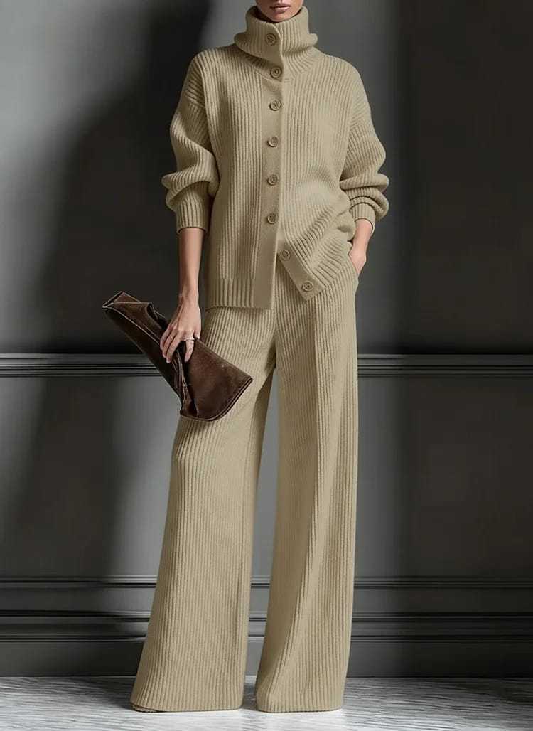Women's Cozy Cardigans and Pants - Two-Piece Set