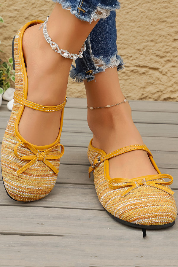 Elegant Bow-embellished Chunky Heeled Mary Jane Shoes