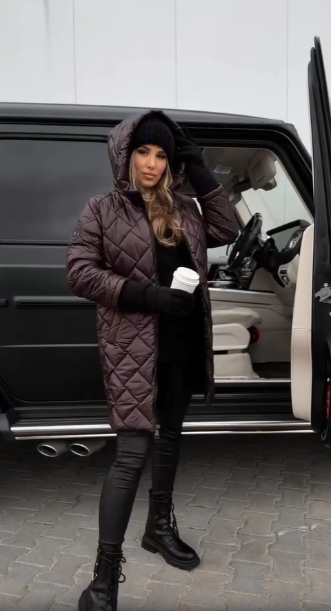 Women's Winter Quilted Jacket with High Collar