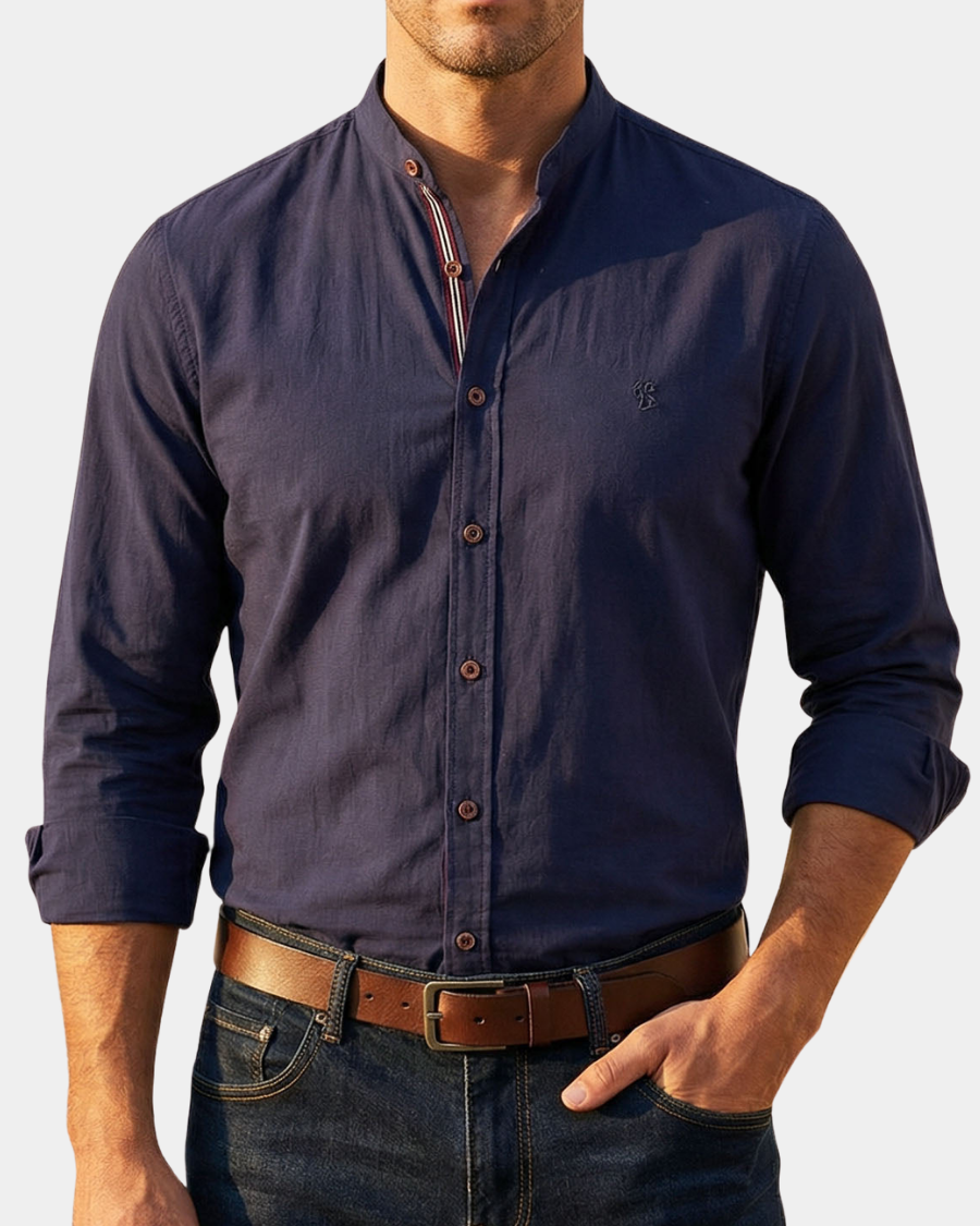 LAURENT MONACO | ELEGANT MAO COLLAR SHIRT FOR MEN