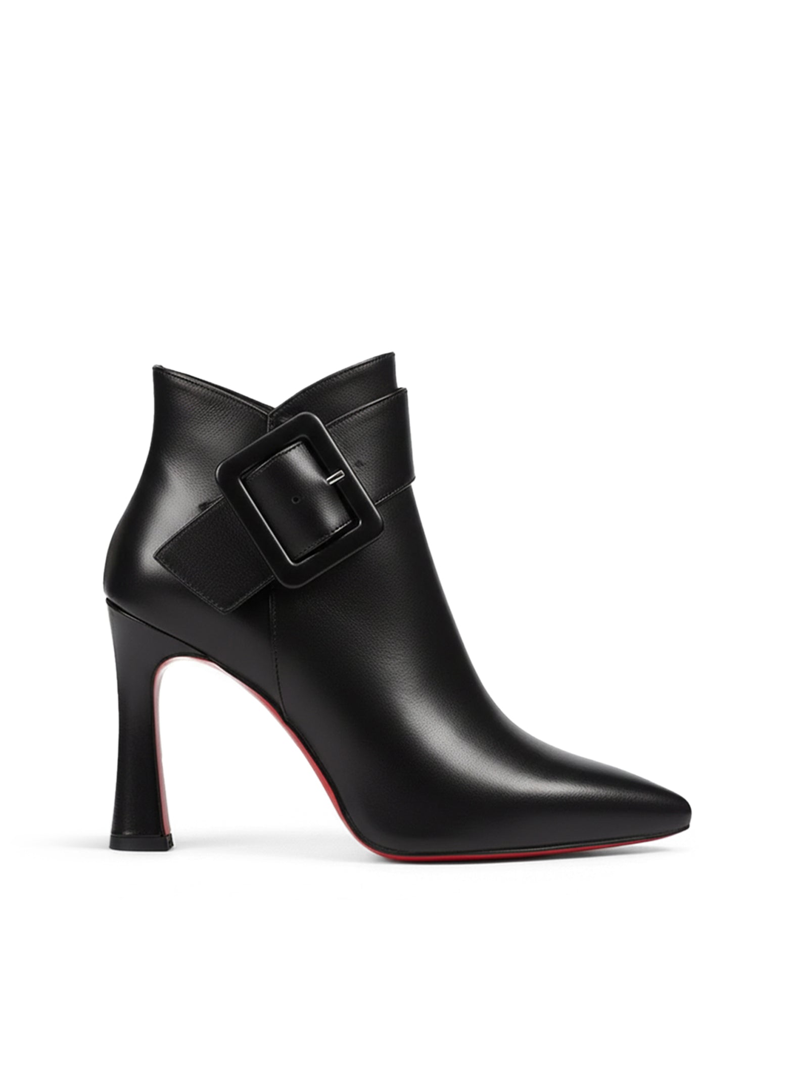 Women's Heeled Ankle Boots with Decorative Buckle