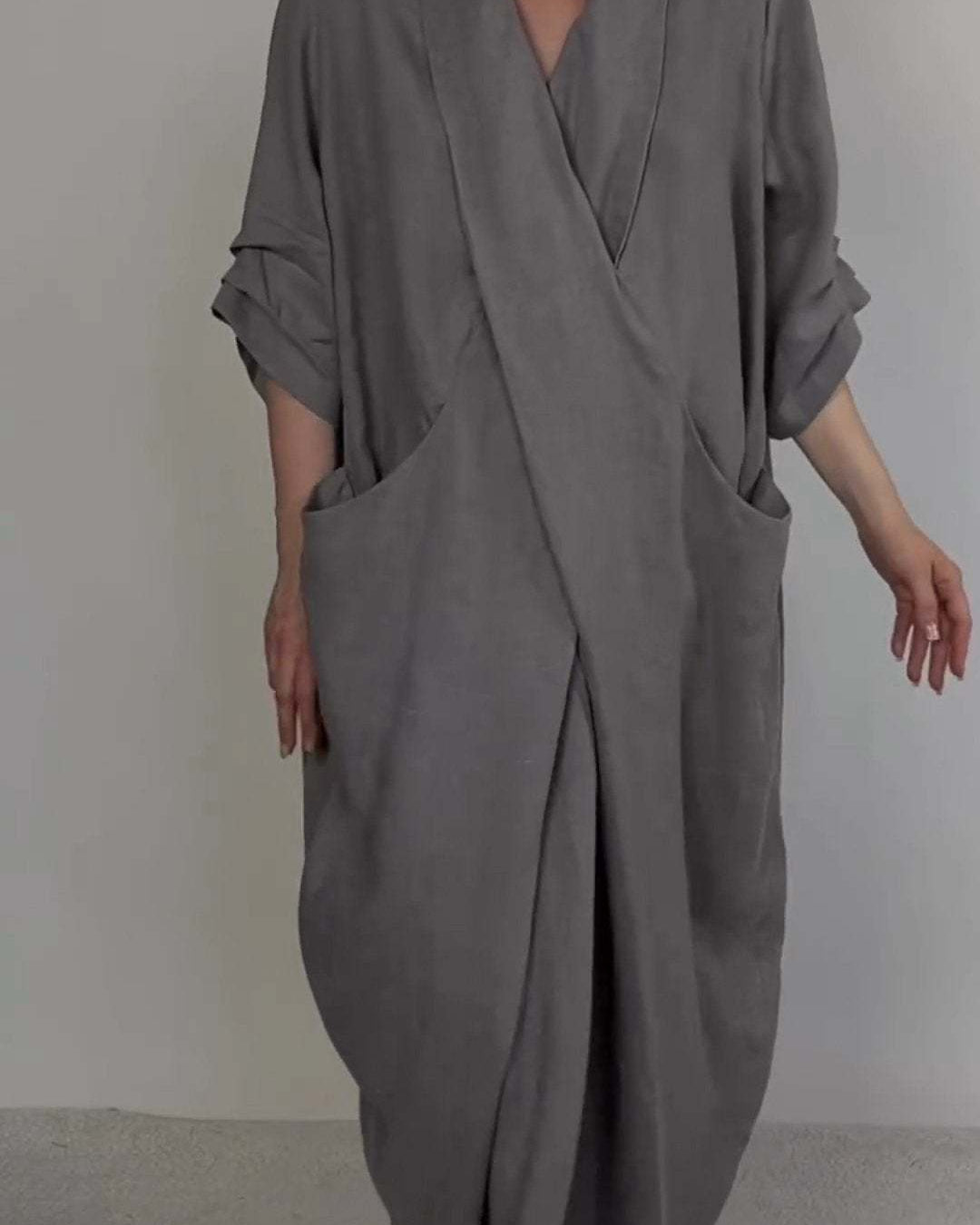 Aiya | Elegant Minimalist Dress with Pocket and V-Neck