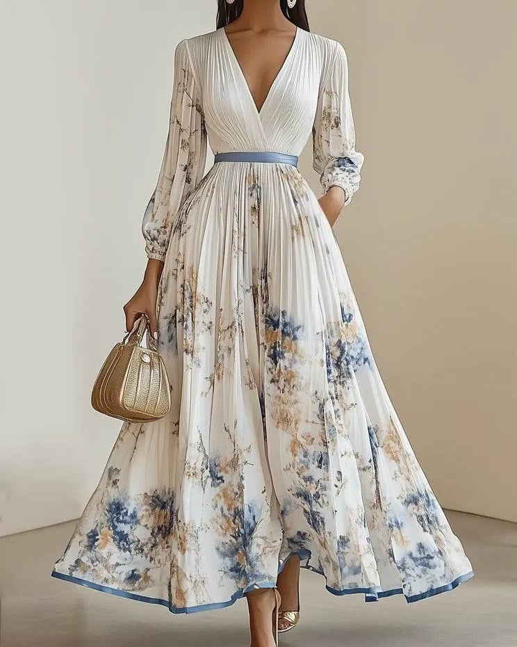 Amalia | White Floral Balloon Sleeve Maxi Dress