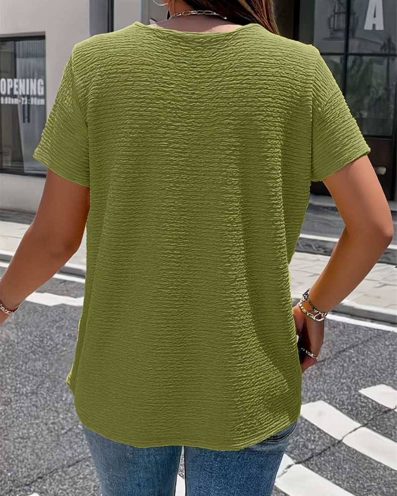 T-shirt Peter Pan Collar Three Buttons