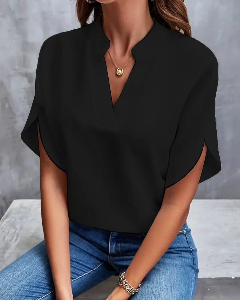 Women’s Elegant V-Neck Blouse with Flowing Sleeves