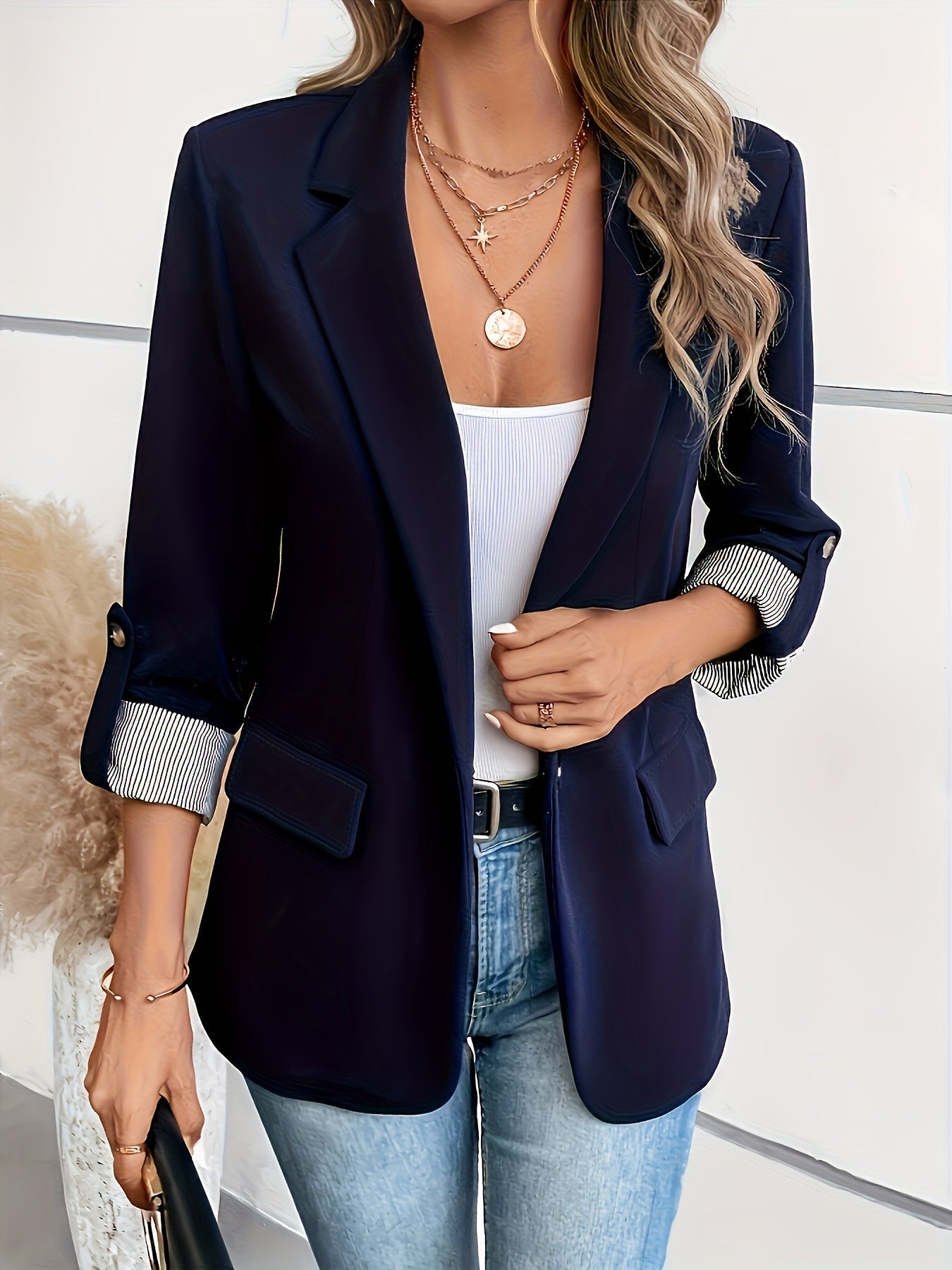 Women’s Casual Roll-Sleeve Blazer