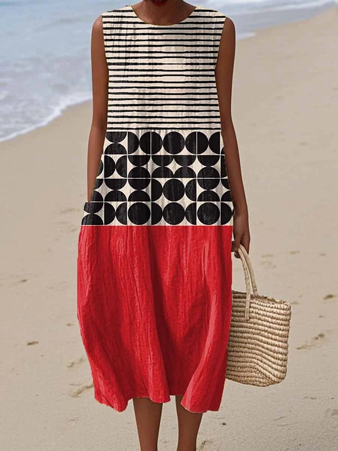 Bella | Cotton-Linen Dress with Print