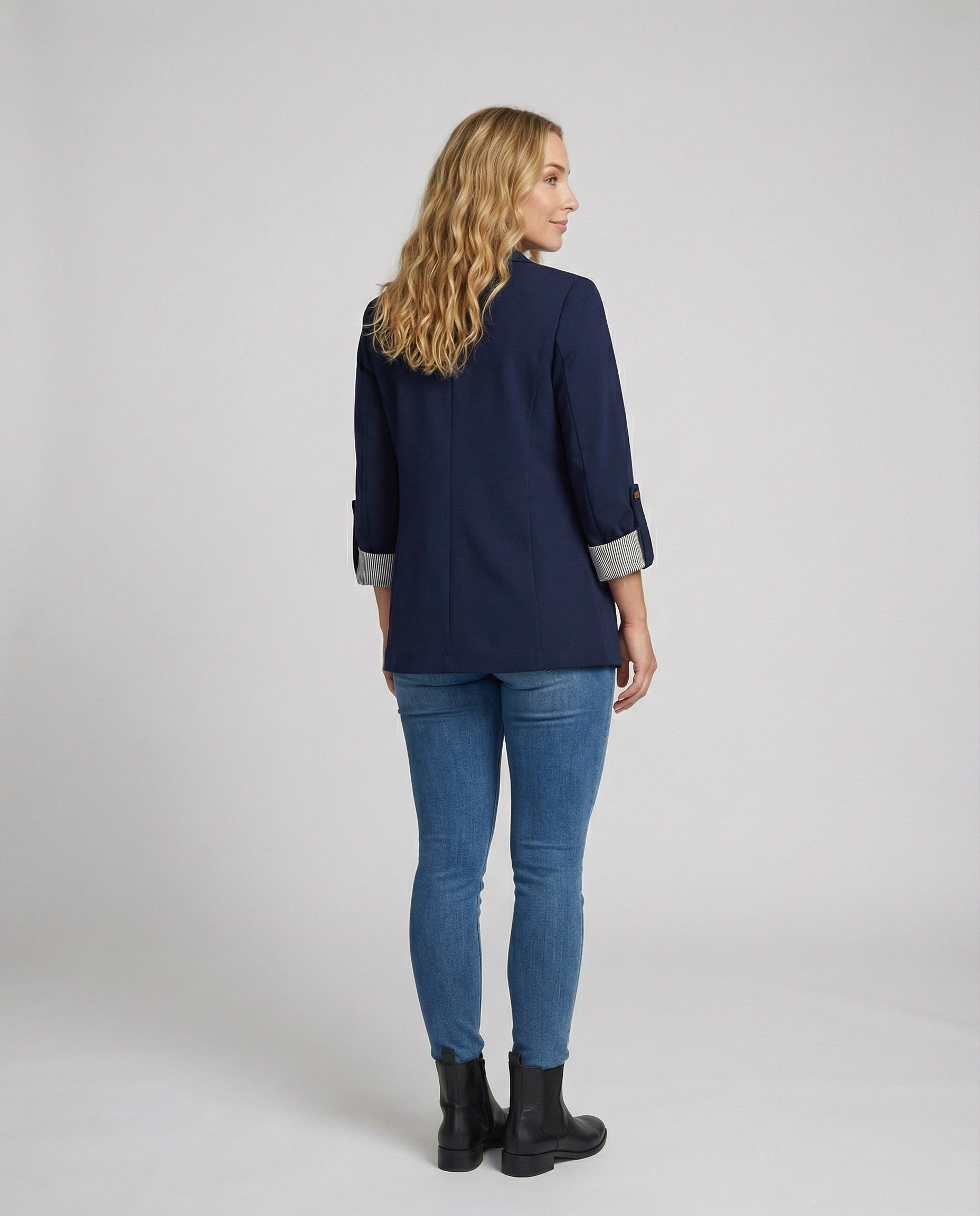 Women’s Casual Tailored Blazer with Rolled Sleeves