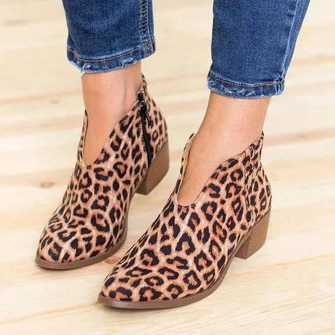Aimera | Feminine Block Heel Shoes with Modern V-Neck