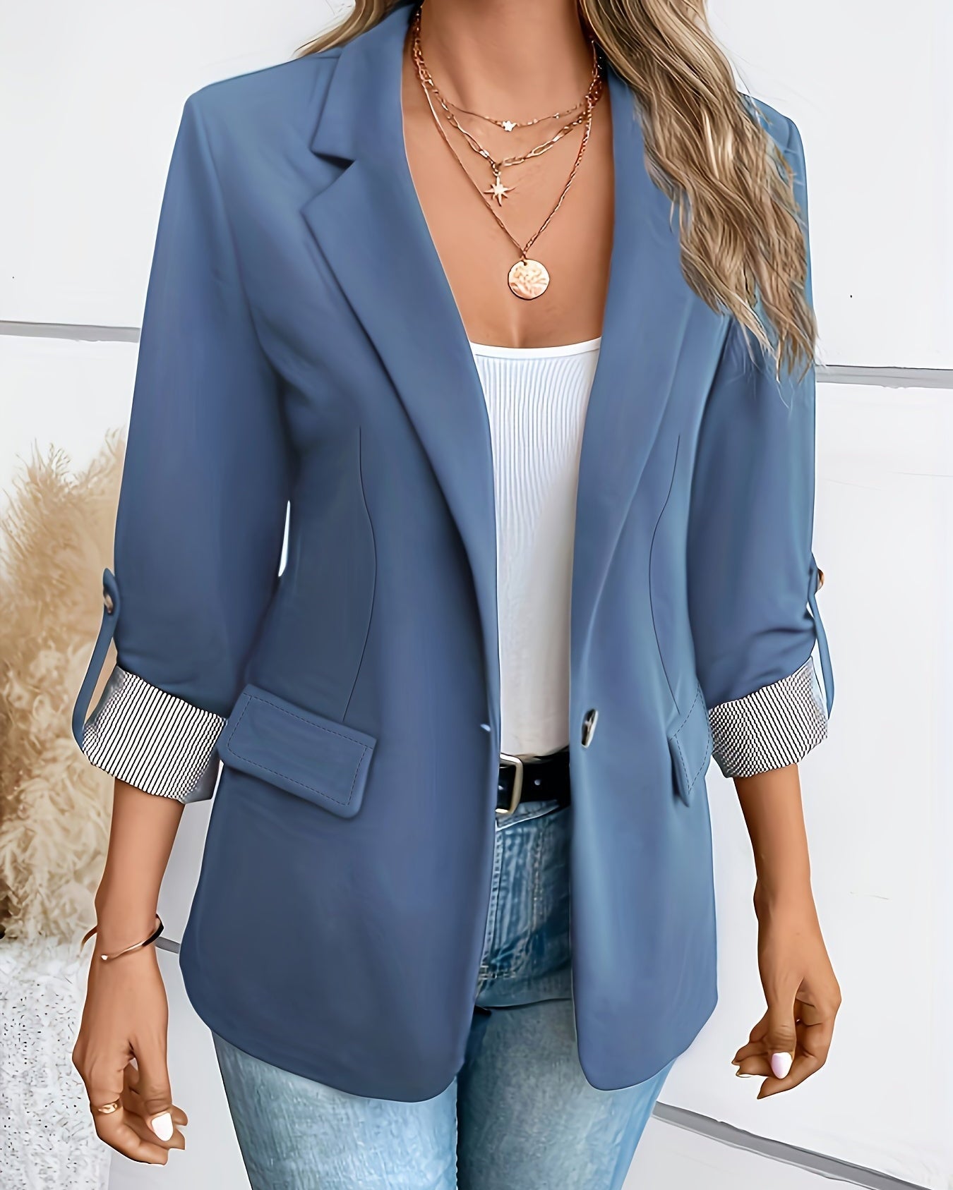 Women’s Casual Roll-Sleeve Blazer