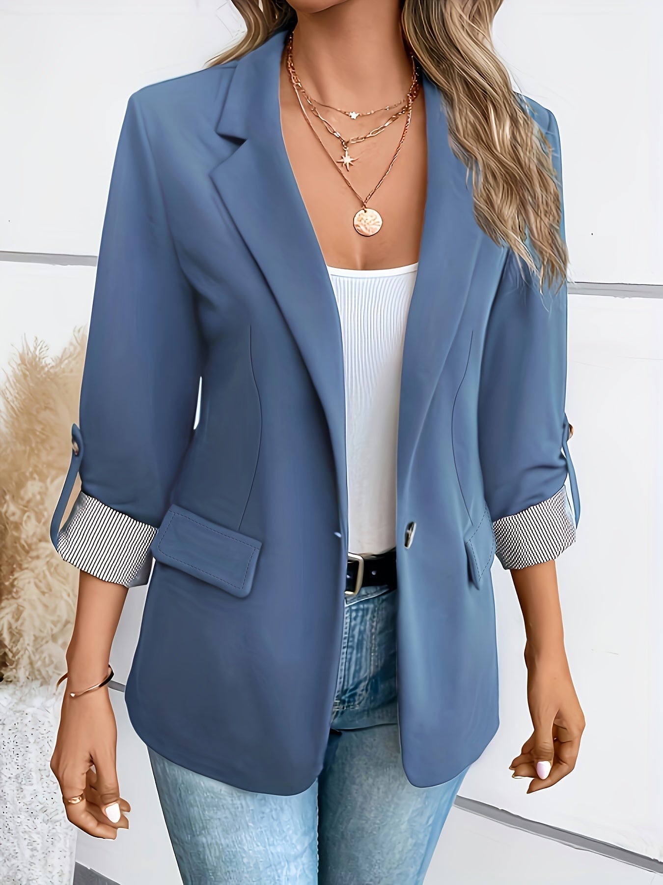 Women’s Casual Roll-Sleeve Blazer