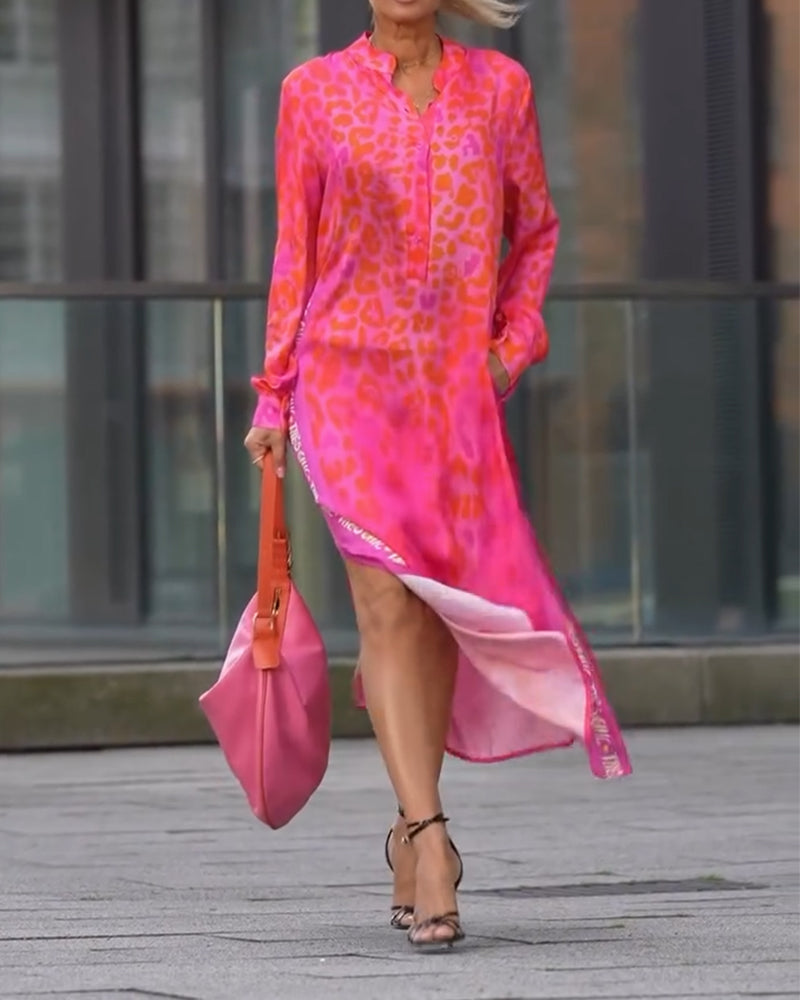 Keyla | Fashionable Dress with Leopard Print and Slit