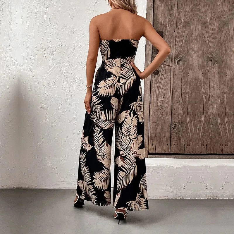 Boho Floral Print Sleeveless Jumpsuit