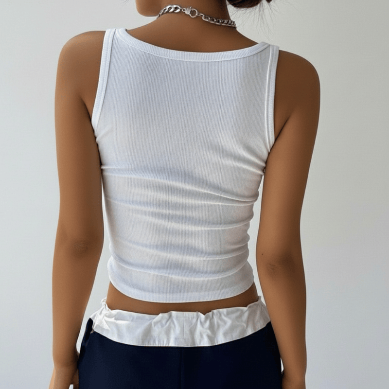 Square Neck Ribbed Crop Tank