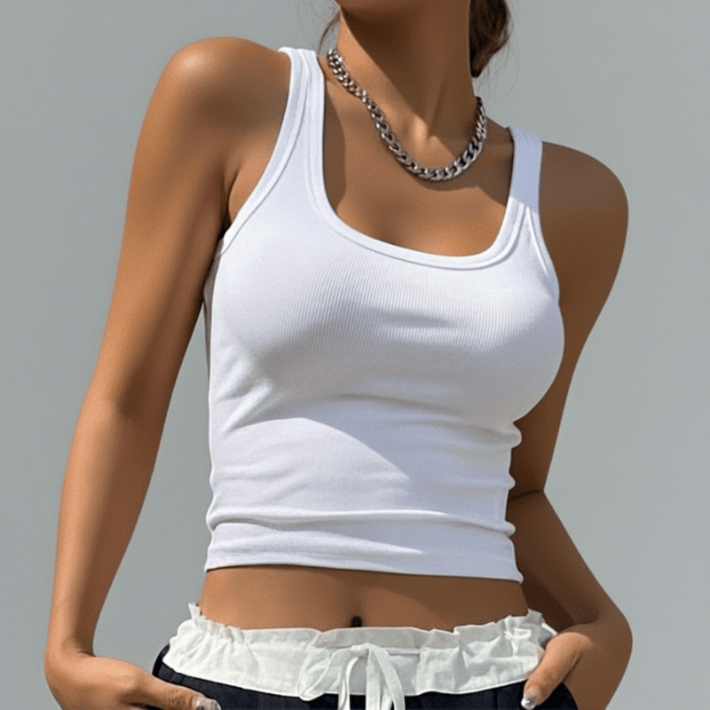 Square Neck Ribbed Crop Tank