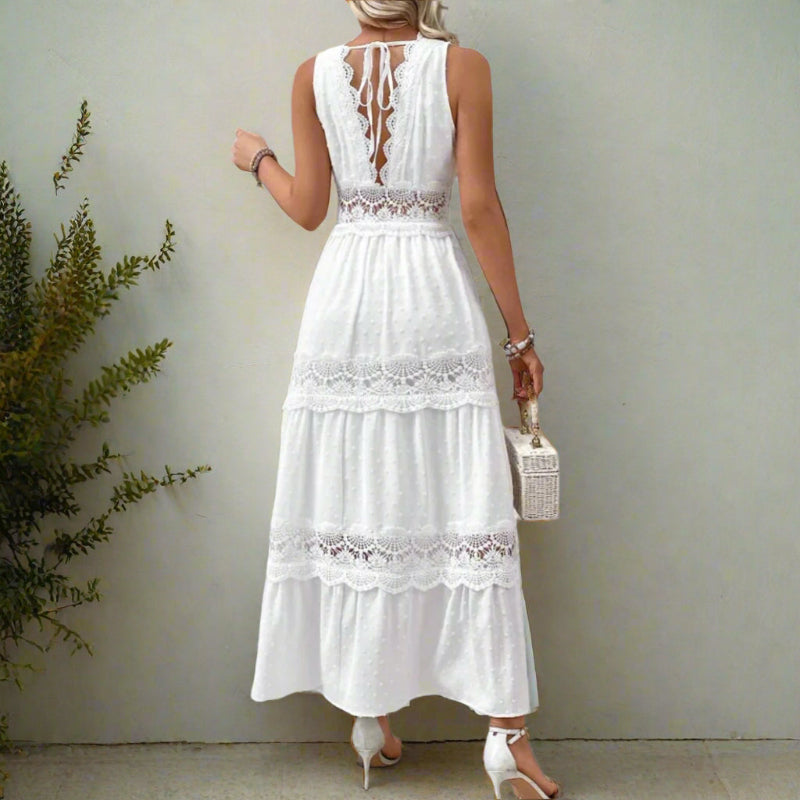 Women’s Elegant Lace Tiered Maxi Dress