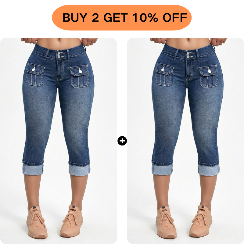 Women's Slim Fit Stretch Denim Capri Pants