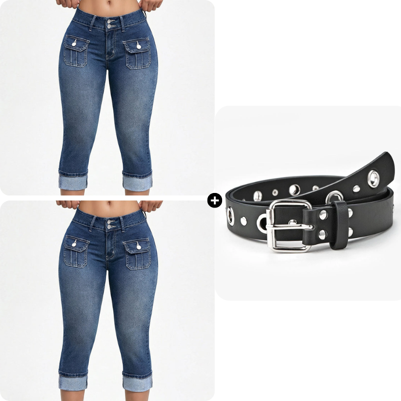 Women's Slim Fit Stretch Denim Capri Pants
