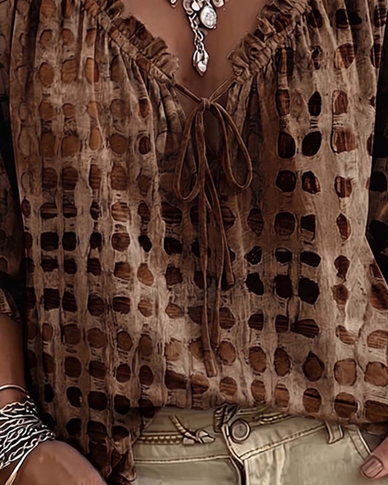 Polka Dot Blouse with Lacing