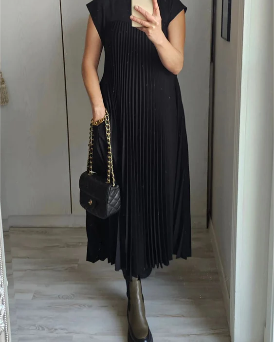 ⏳Limited-time 50% off⏰Sleeveless Pleated Simple Solid Color Dress👗