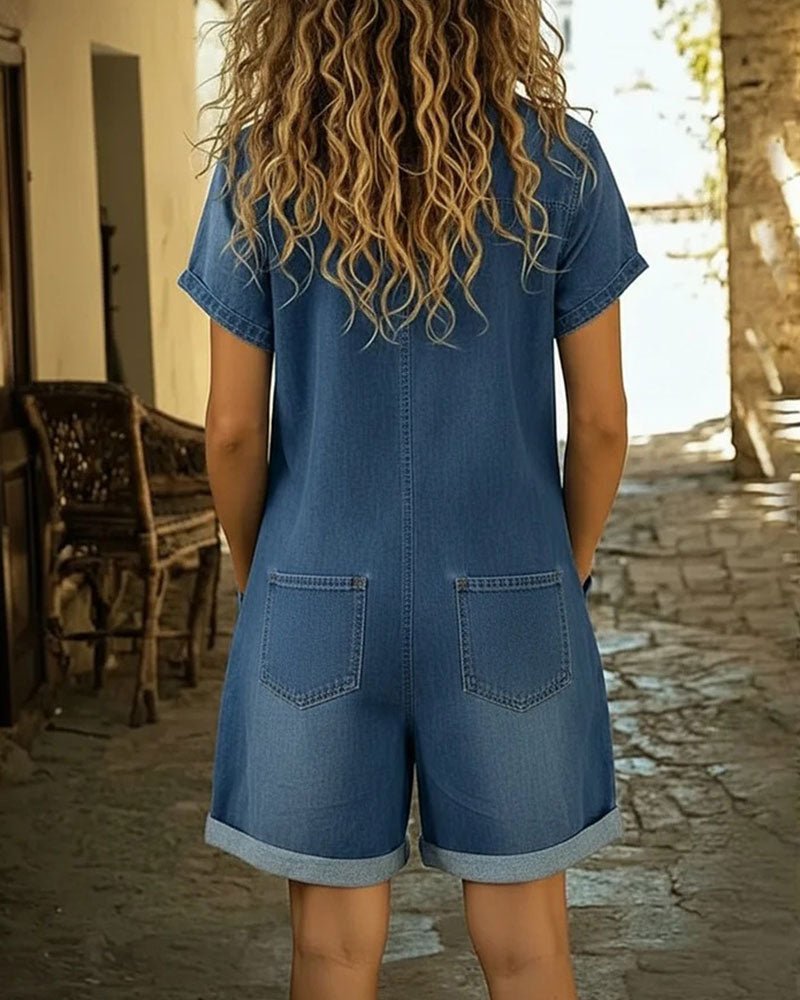 Denim Capri Jumpsuit