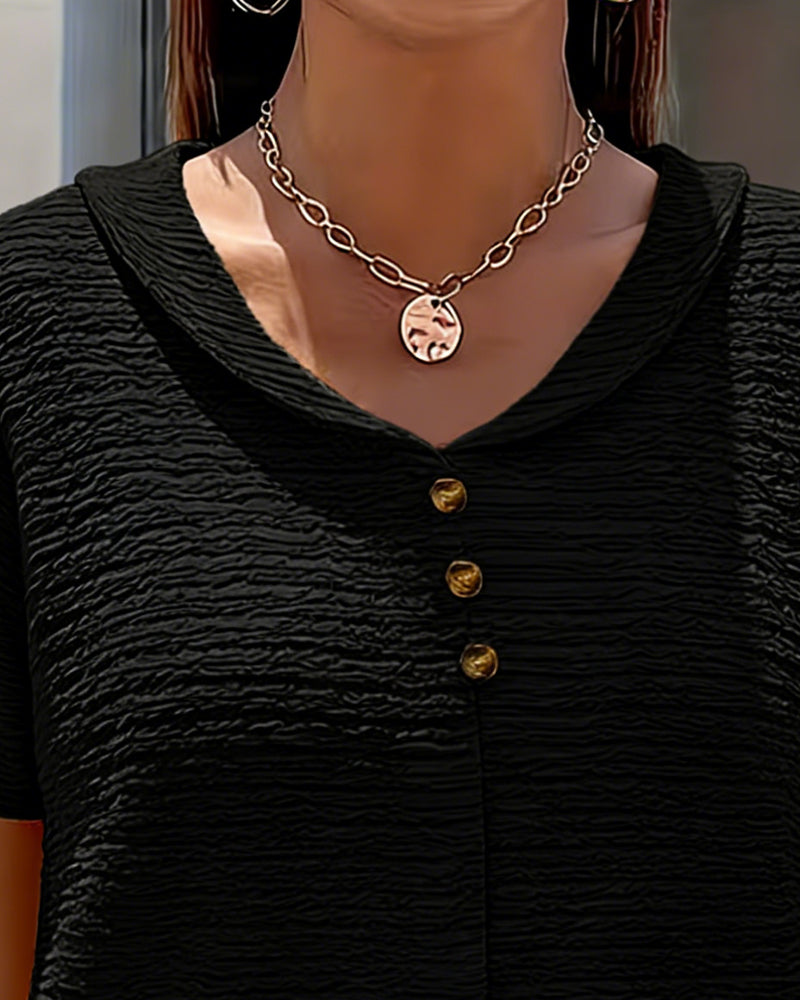 T-shirt Peter Pan Collar Three Buttons