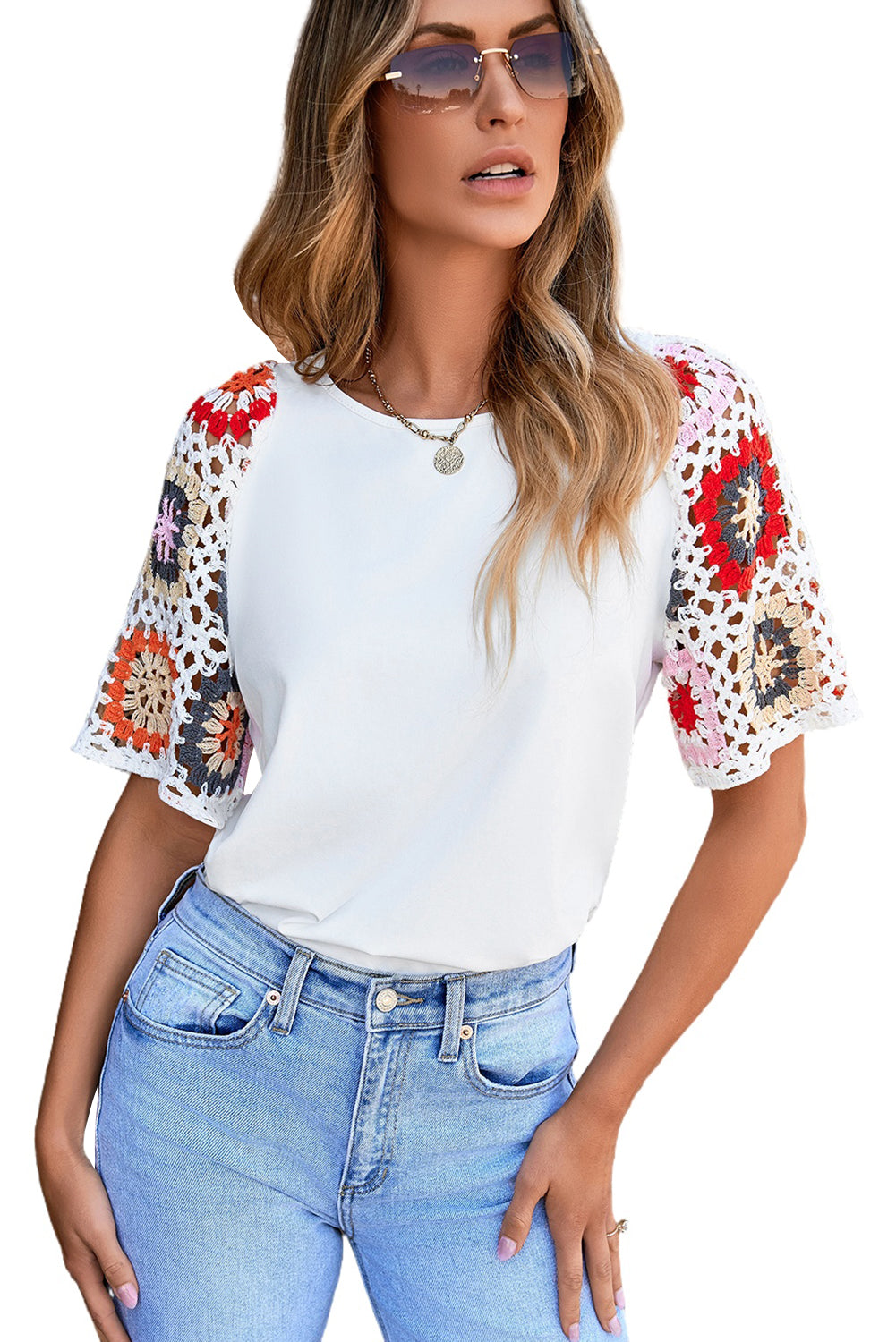 Meribeth | Crochet Top with Floral Pattern