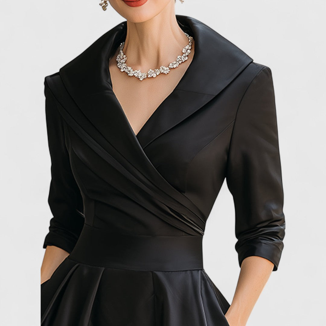 Women's Dress | Midi Flared with Wrap Neckline