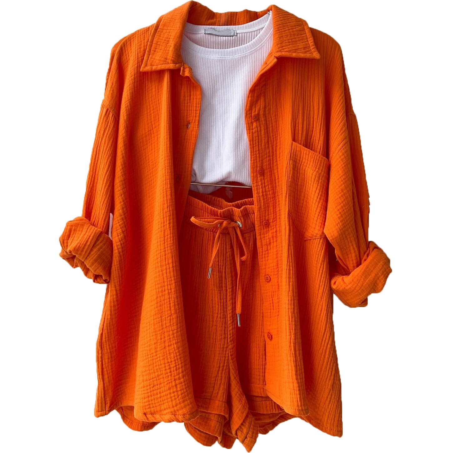 Women's complete set: shirt and shorts with a loose fit