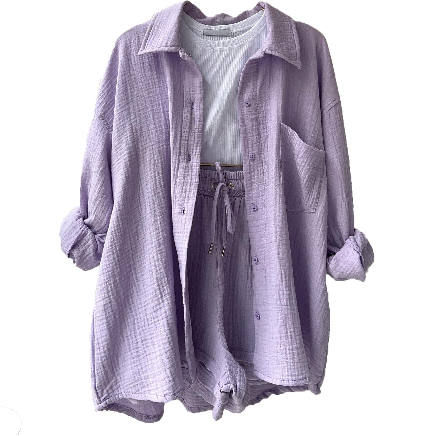 Women's complete set: shirt and shorts with a loose fit