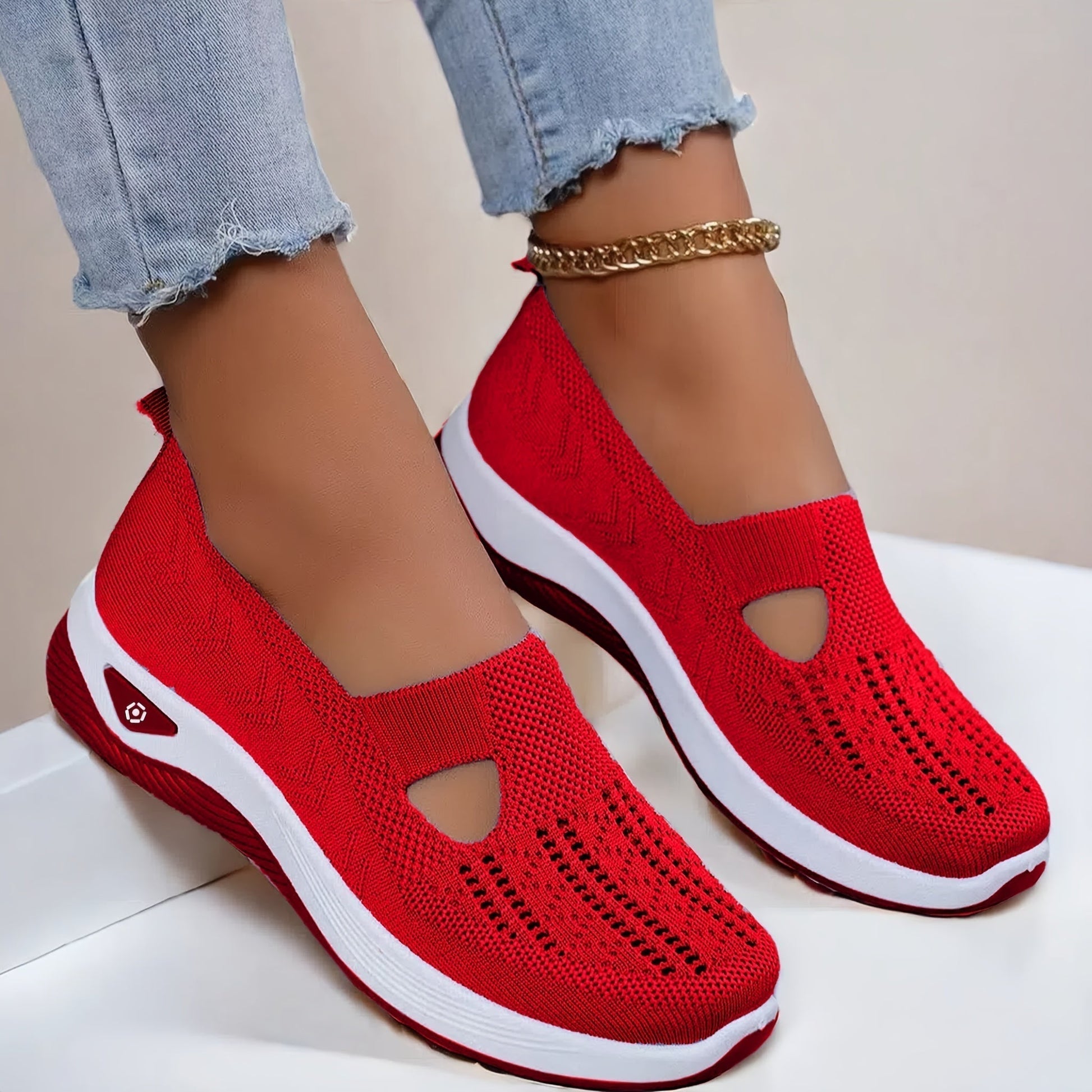 Women's Slip-On Sports Shoes | with Mesh and Thick Sole