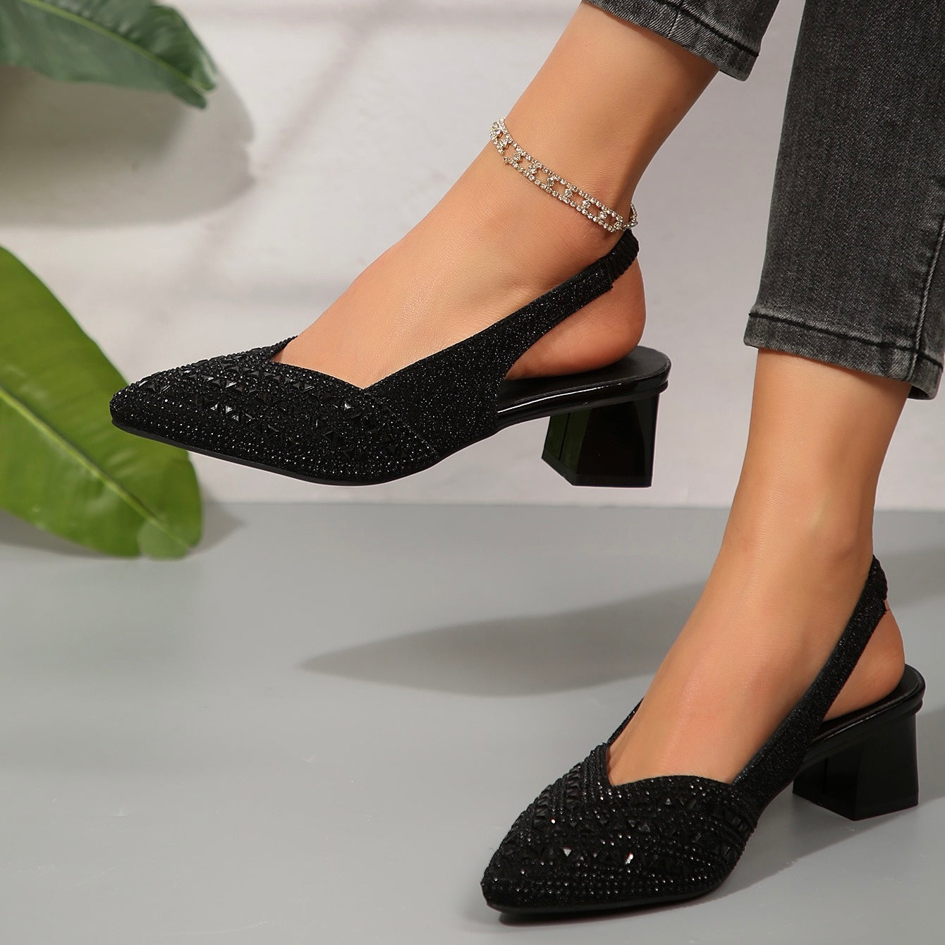 Jaina | Glamorous High Heels with Sparkling Crystal Details