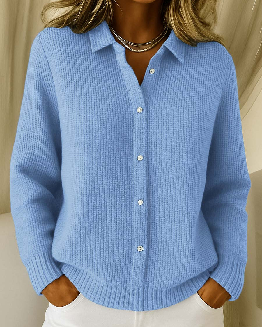 Women’s Button-Up Knit Shirt with Long Sleeves