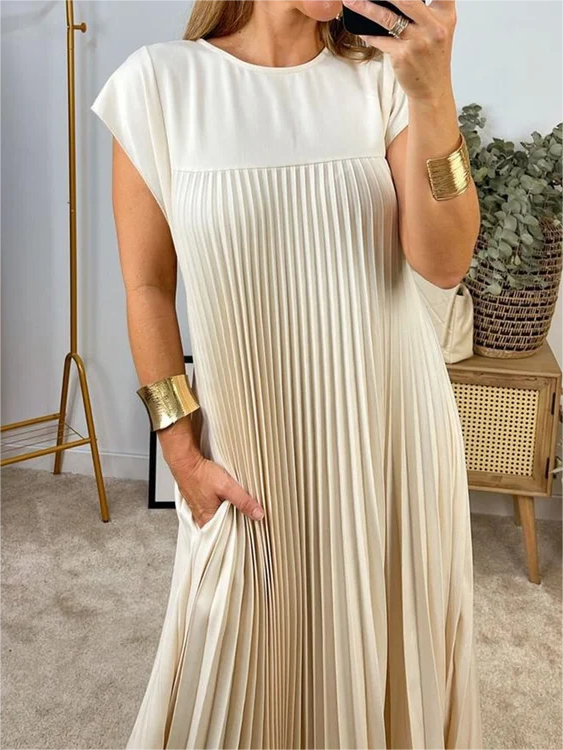 ⏳Limited-time 50% off⏰Sleeveless Pleated Simple Solid Color Dress👗