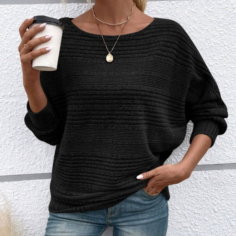 Yarisa | Striped Long Sleeve Shirt with Round Neck