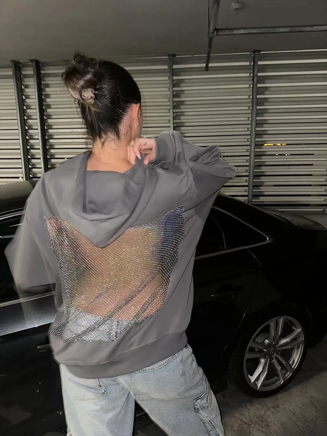 Women's Hoodie | Oversized with Decorative Application on the Back