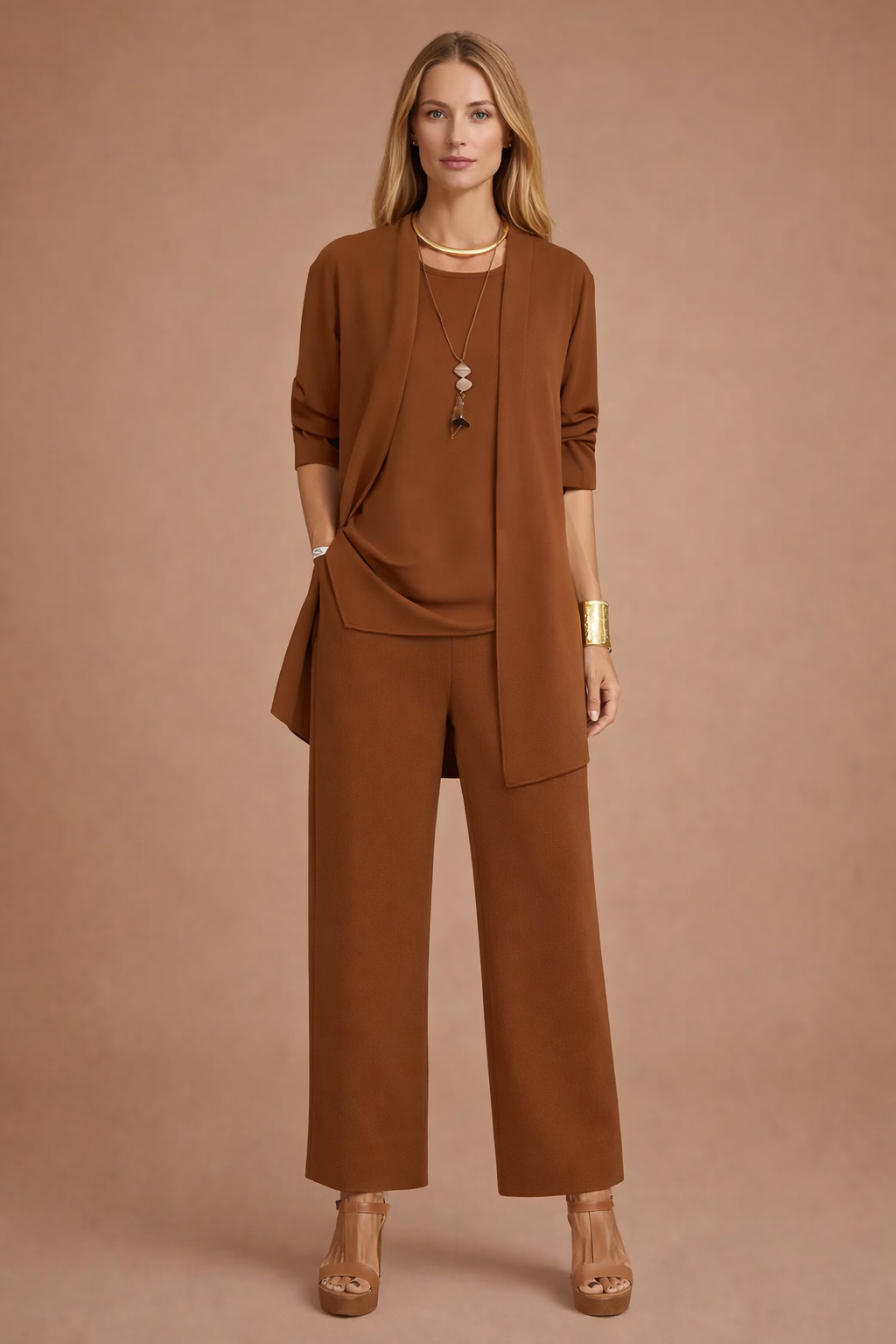 Elegant women's set | with wide trousers and a cardigan