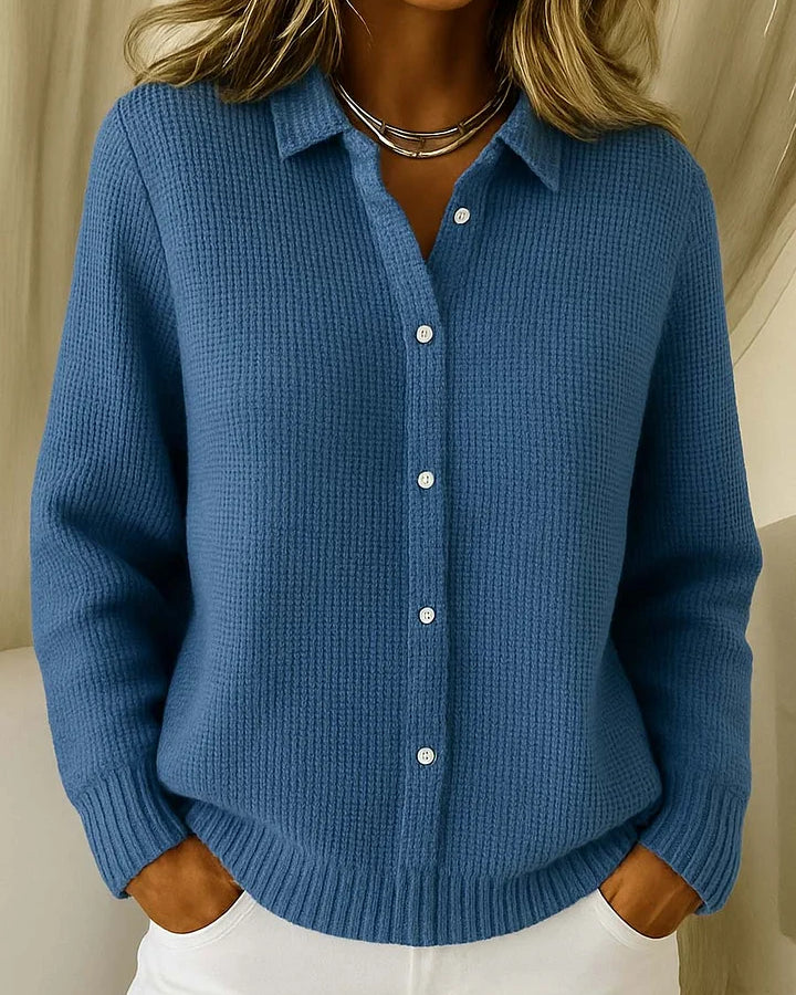 Women’s Button-Up Knit Shirt with Long Sleeves