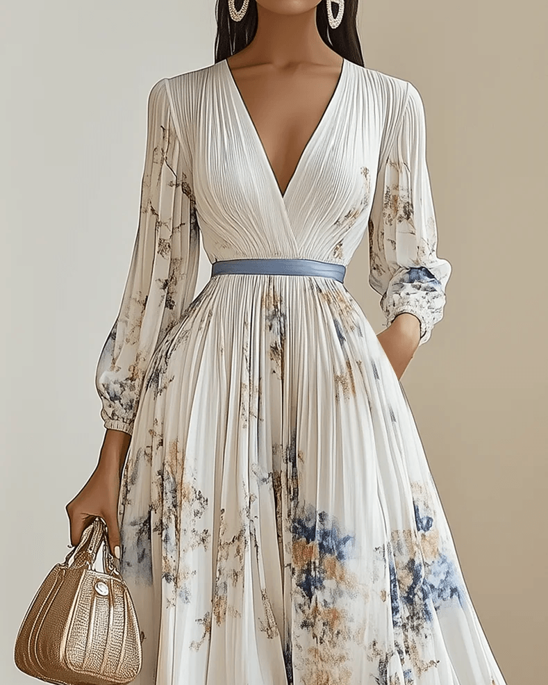 Amalia | White Floral Balloon Sleeve Maxi Dress