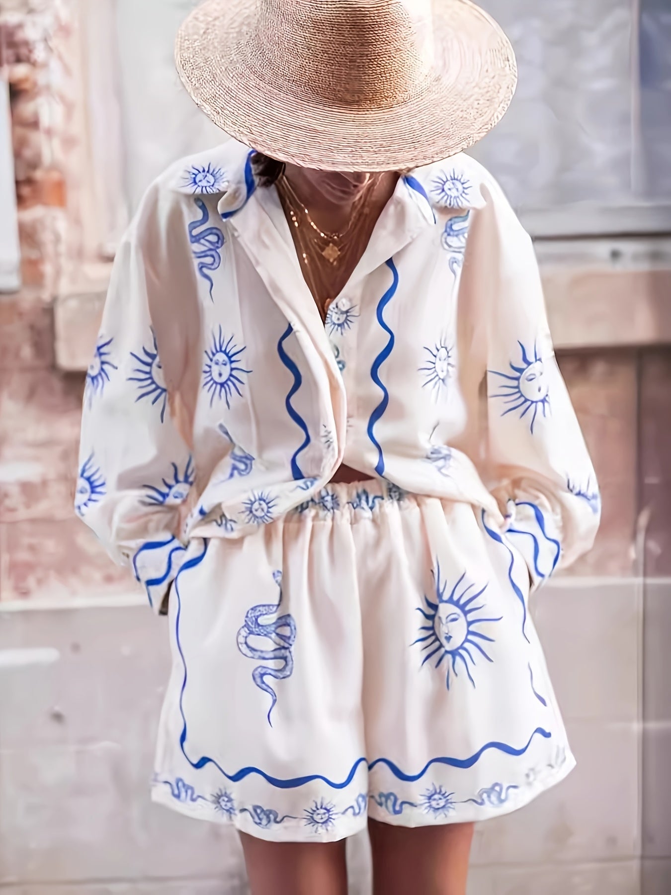 Women’s Boho Printed Shirt & Shorts Set
