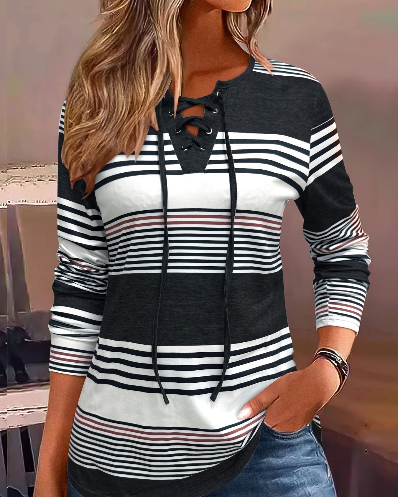 Victoria | Timeless Striped Long Sleeve T-Shirt for Women