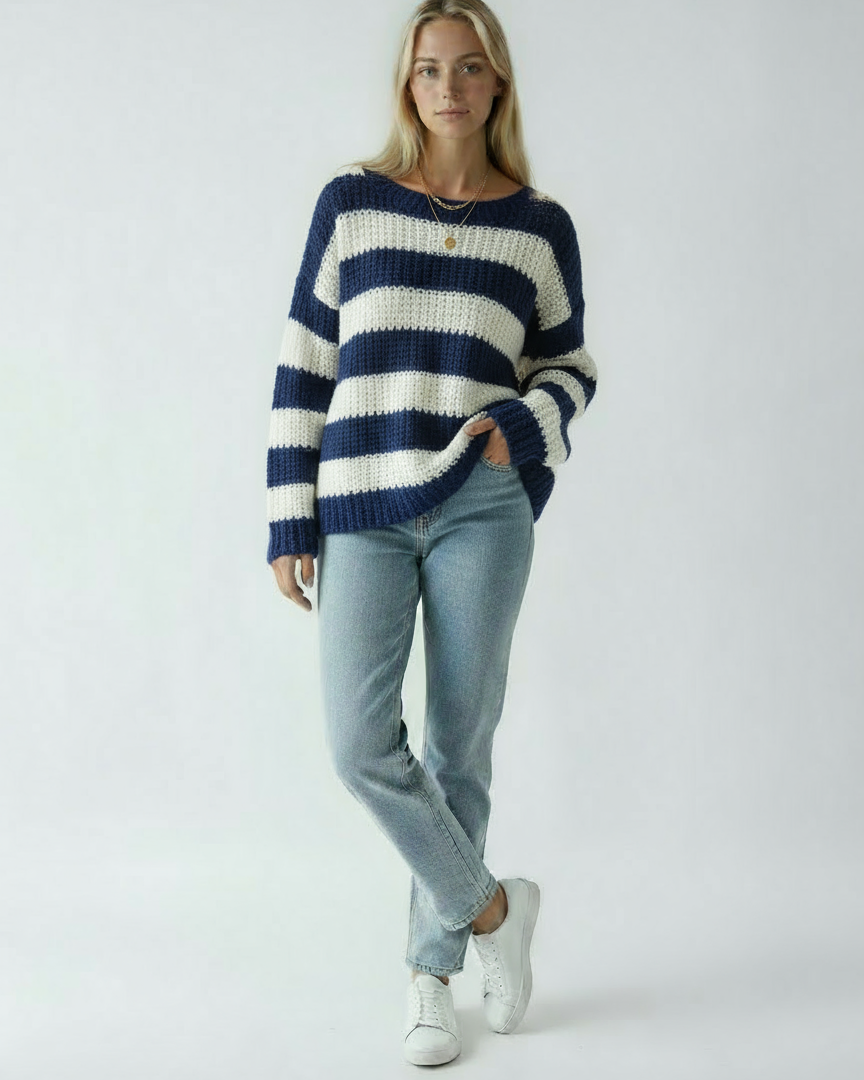 Women's Sweater with Thick Stripe Knit