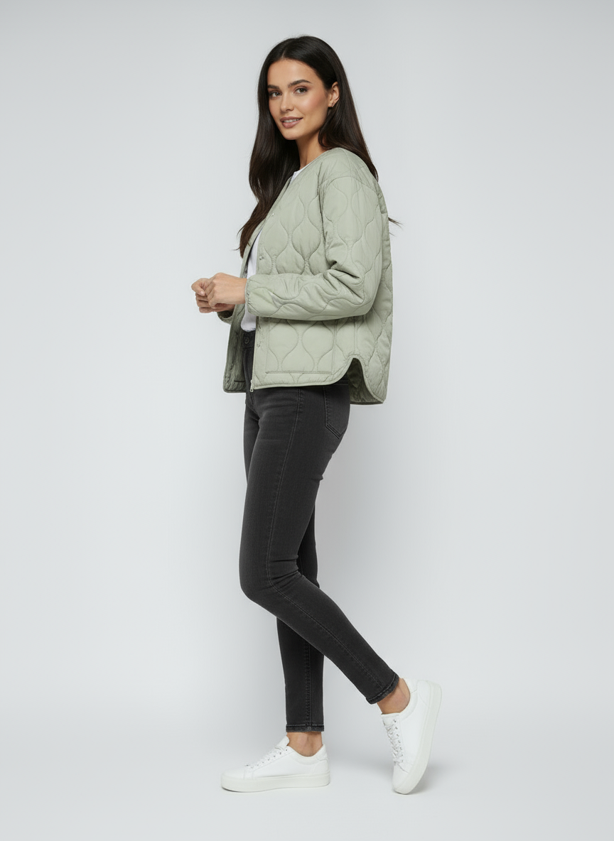 Women's Quilted Jacket | Lightweight Short Jacket with Pockets