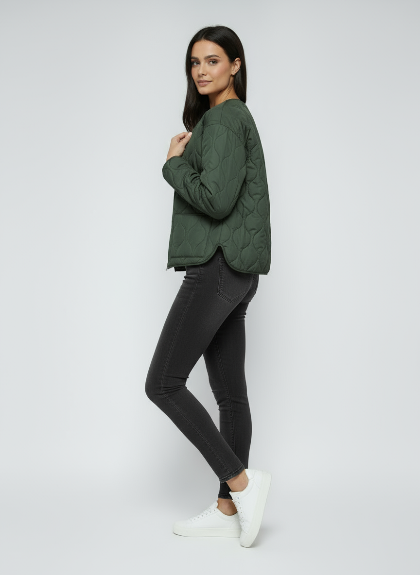 Women's Quilted Jacket | Lightweight Short Jacket with Pockets