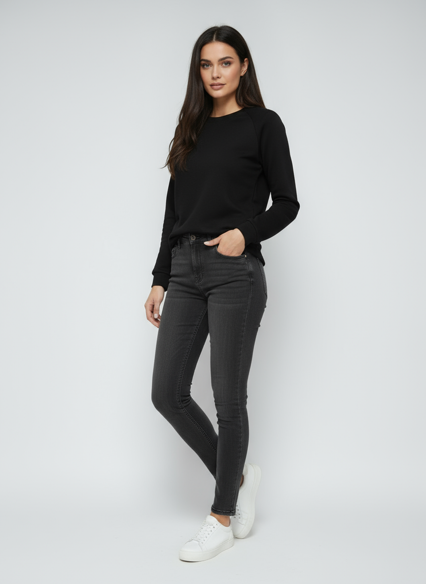 Women's Sweatshirt | Classic Sweater with Round Neck and Long Sleeves